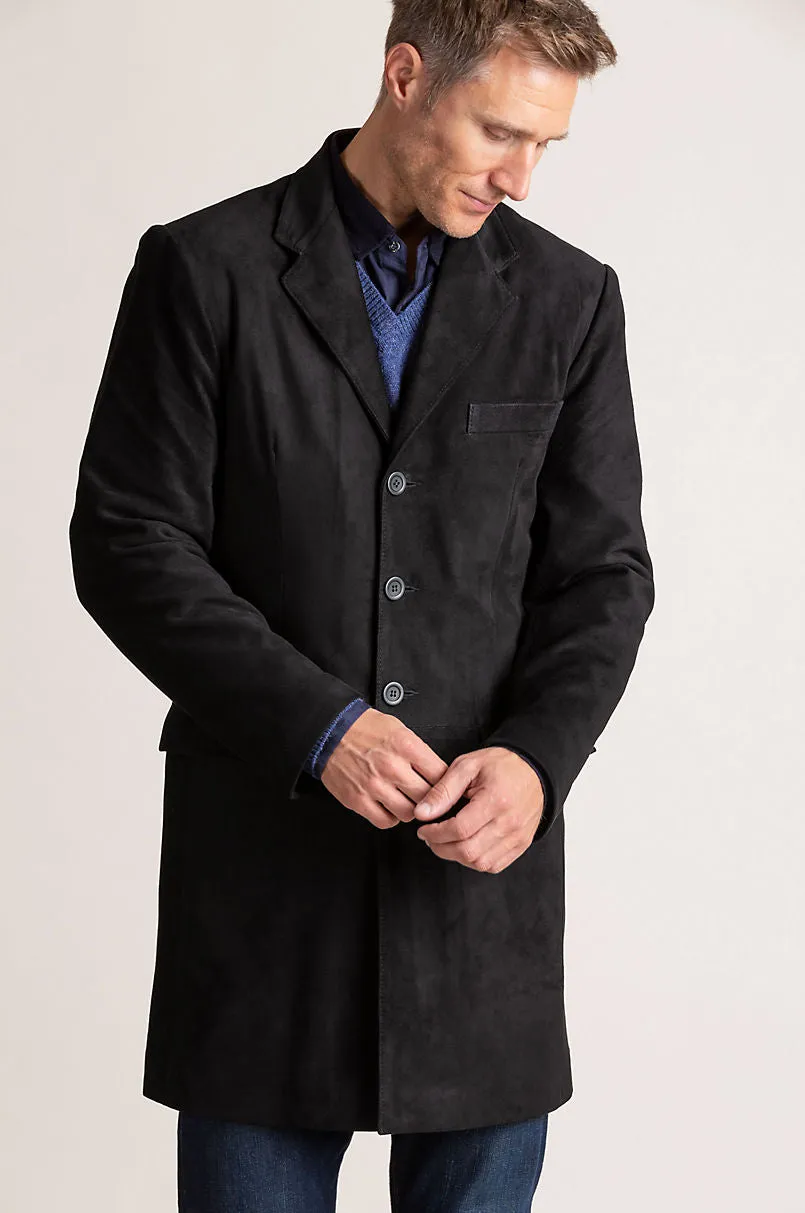 Jerry Suede Leather Blazer Walking Coat