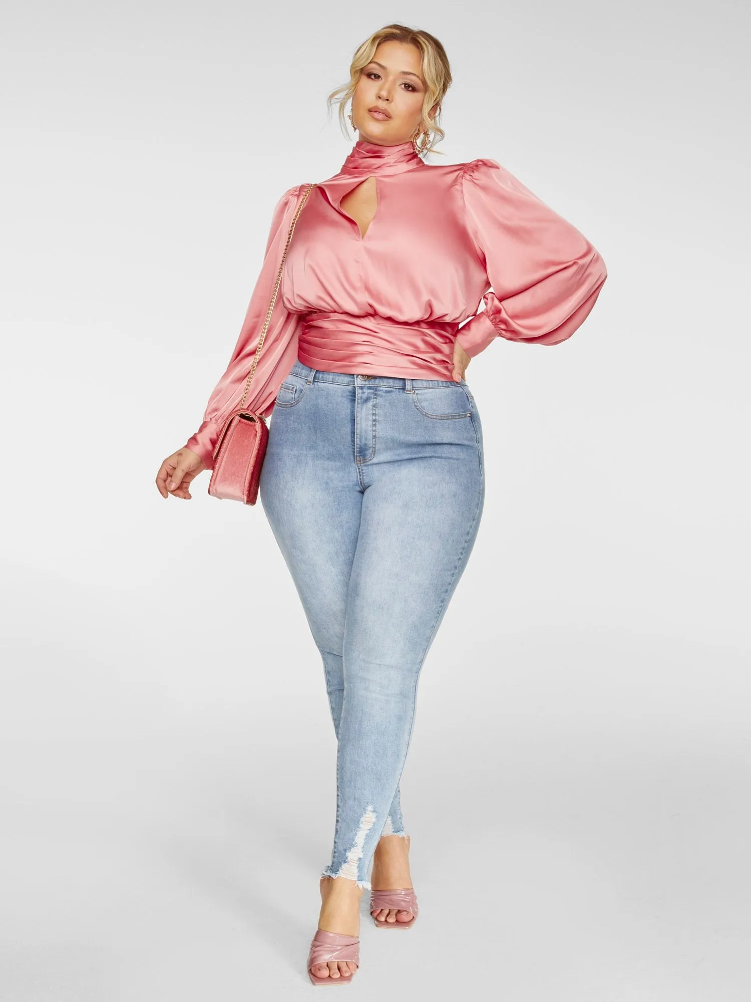 Kauri Satin Keyhole Detail Blouse