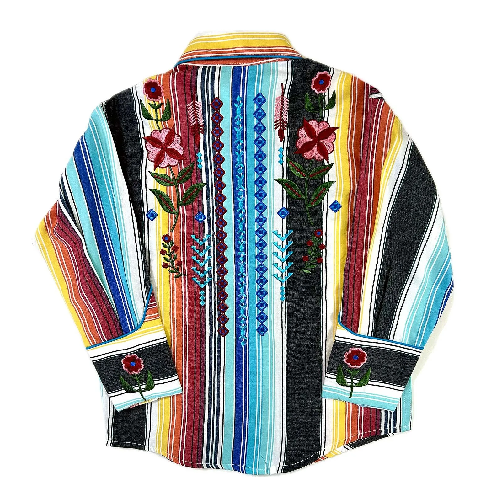 Kid's Embroidered Boho Serape Stripe Western Shirt