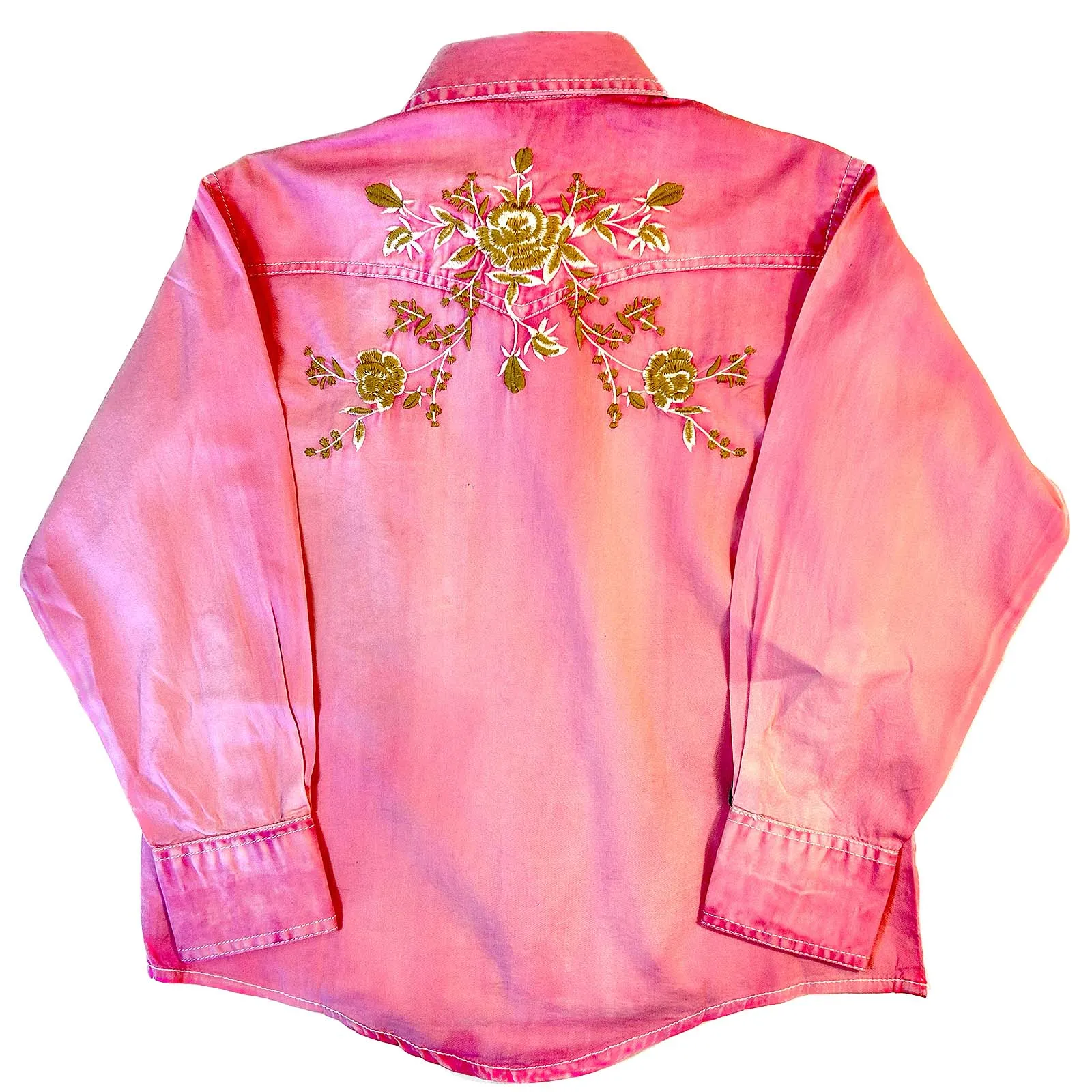 Kid's Soft Pink Vintage Floral Western Embroidery