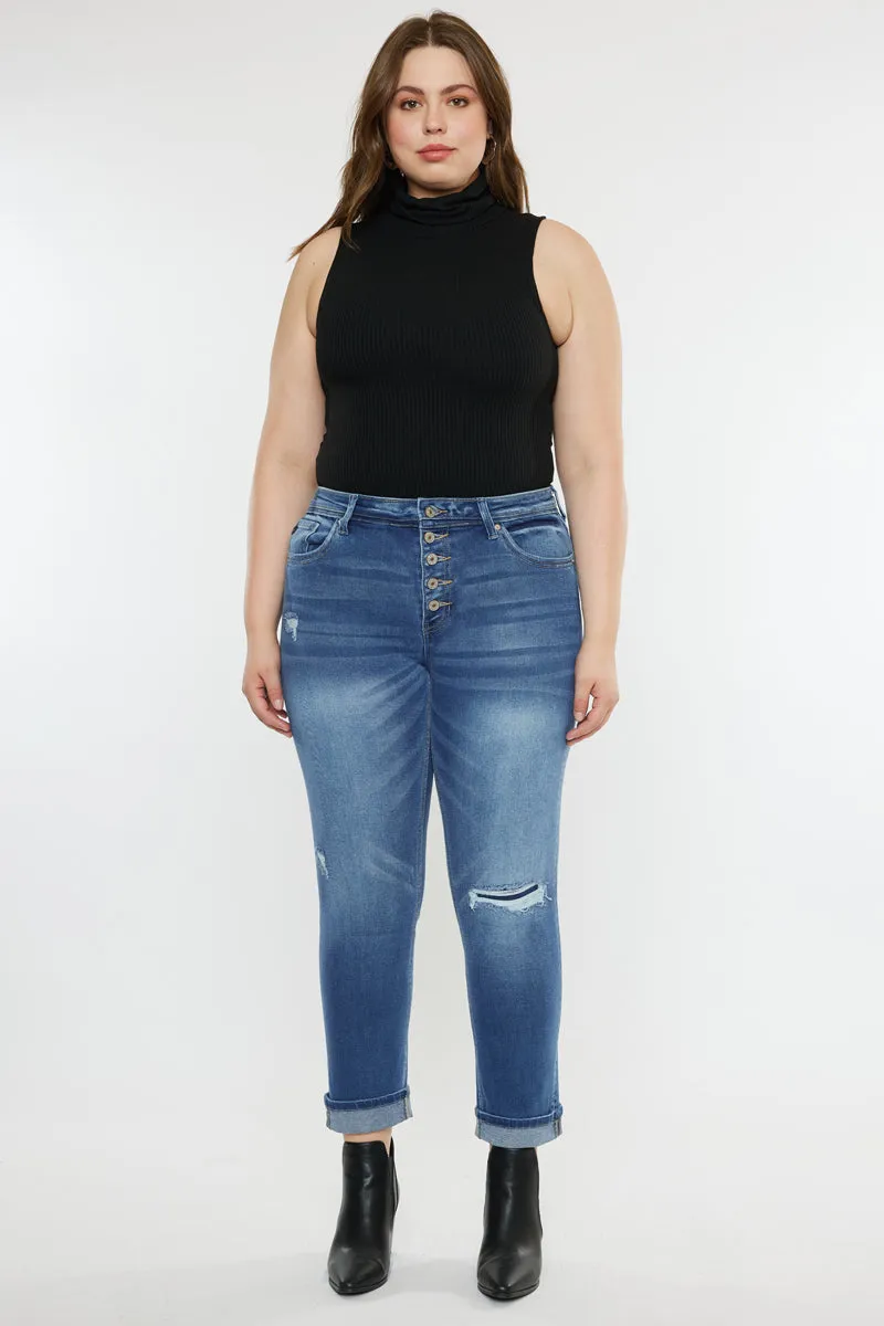 Klover  Mid Rise Slim Straight Leg Jeans (Plus Size)