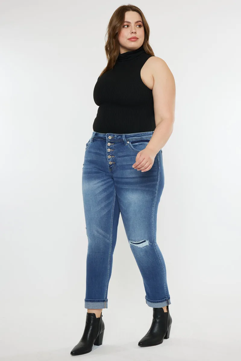 Klover  Mid Rise Slim Straight Leg Jeans (Plus Size)