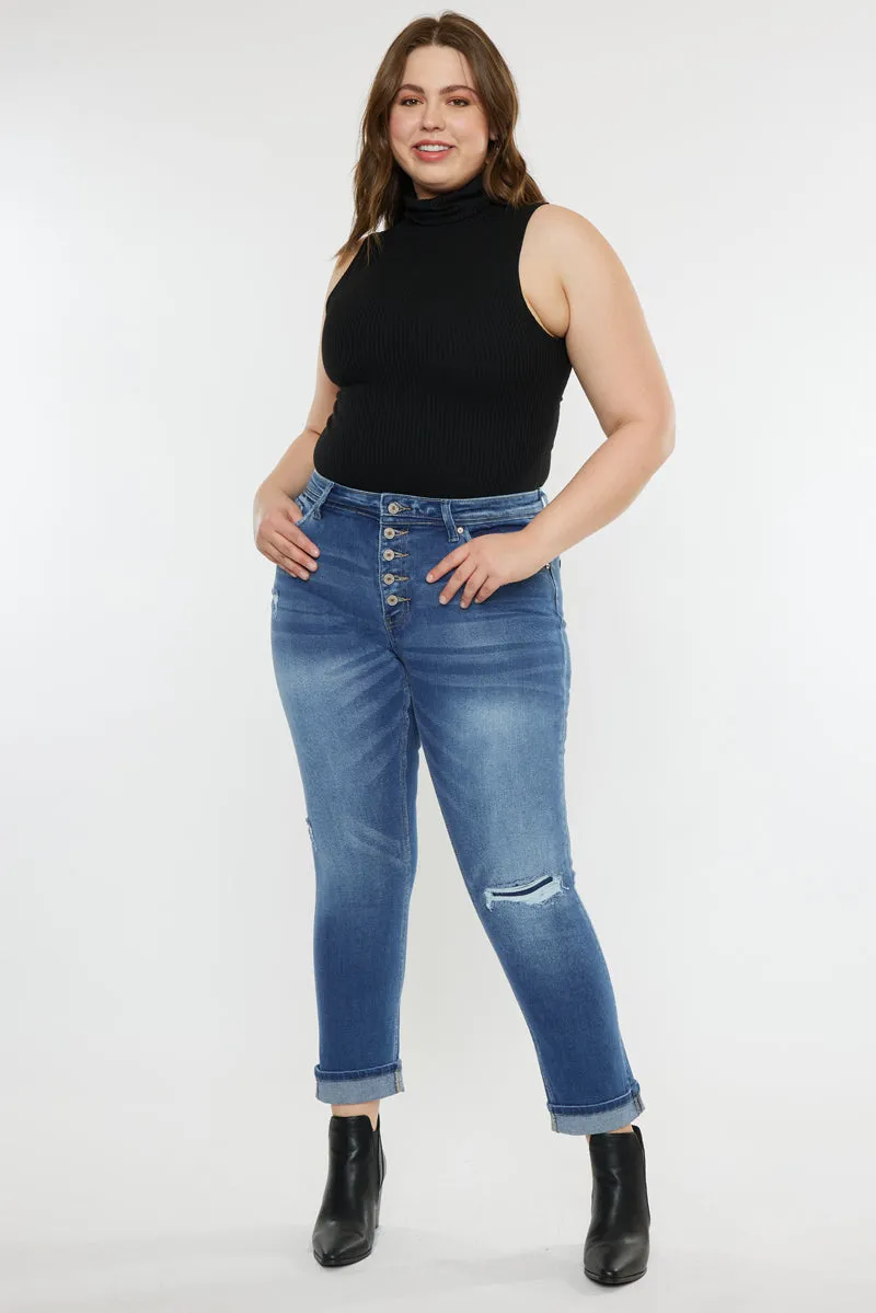 Klover  Mid Rise Slim Straight Leg Jeans (Plus Size)