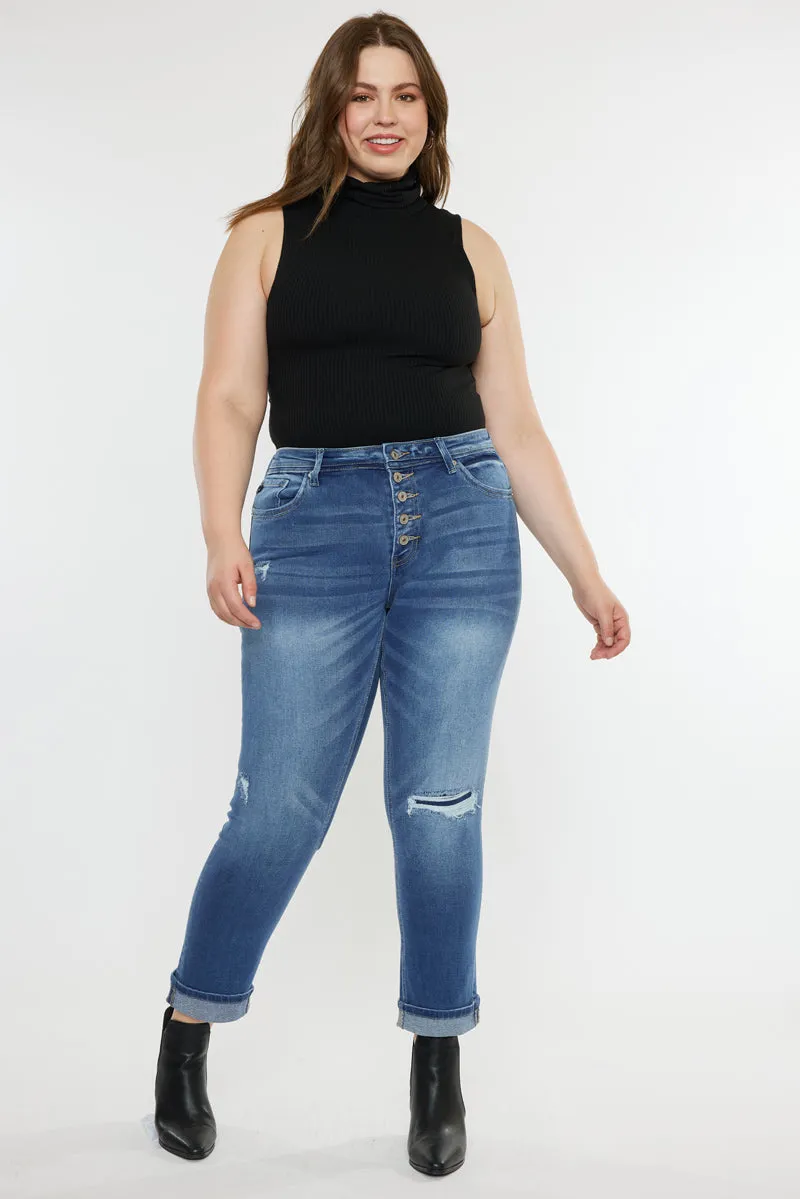 Klover  Mid Rise Slim Straight Leg Jeans (Plus Size)