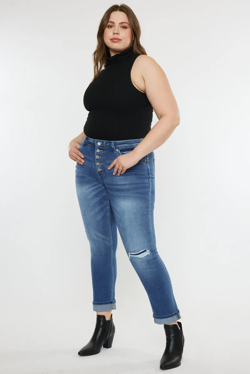 Klover  Mid Rise Slim Straight Leg Jeans (Plus Size)