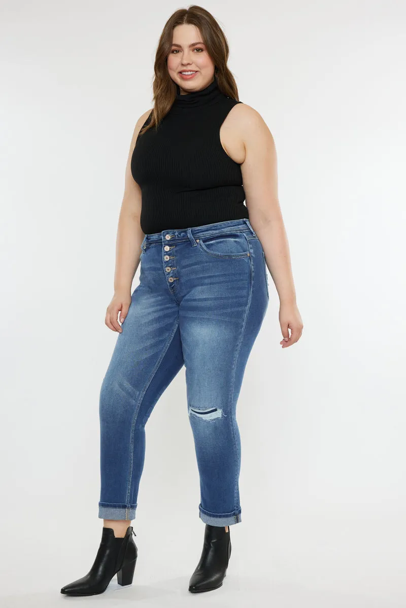 Klover  Mid Rise Slim Straight Leg Jeans (Plus Size)