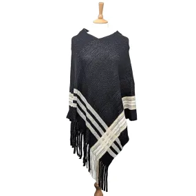 Knit Poncho - Black Pearl (80x80cm)