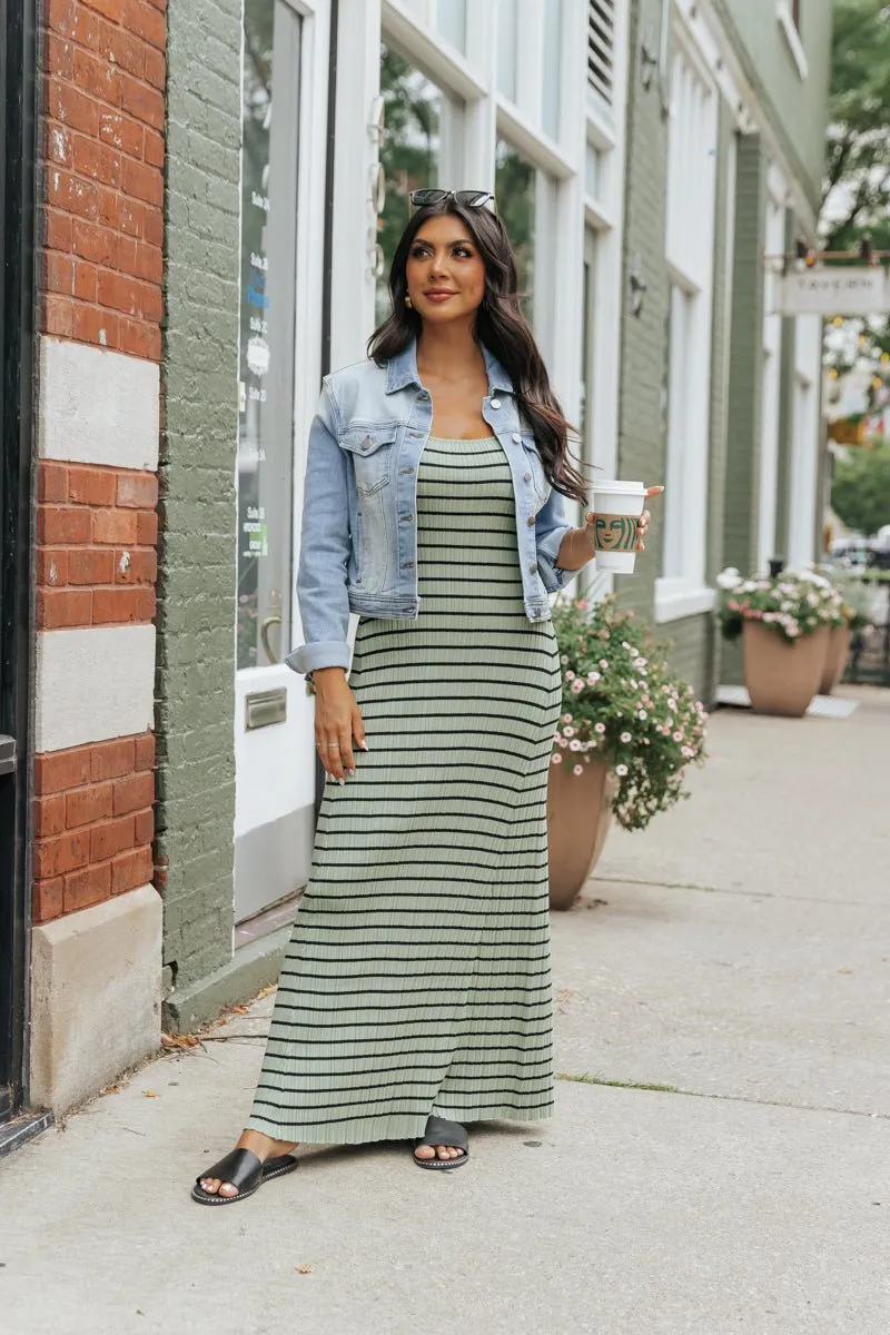 Light Green Striped Tank Maxi Dress - FINAL SALE