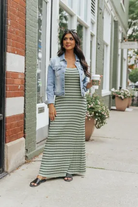 Light Green Striped Tank Maxi Dress - FINAL SALE