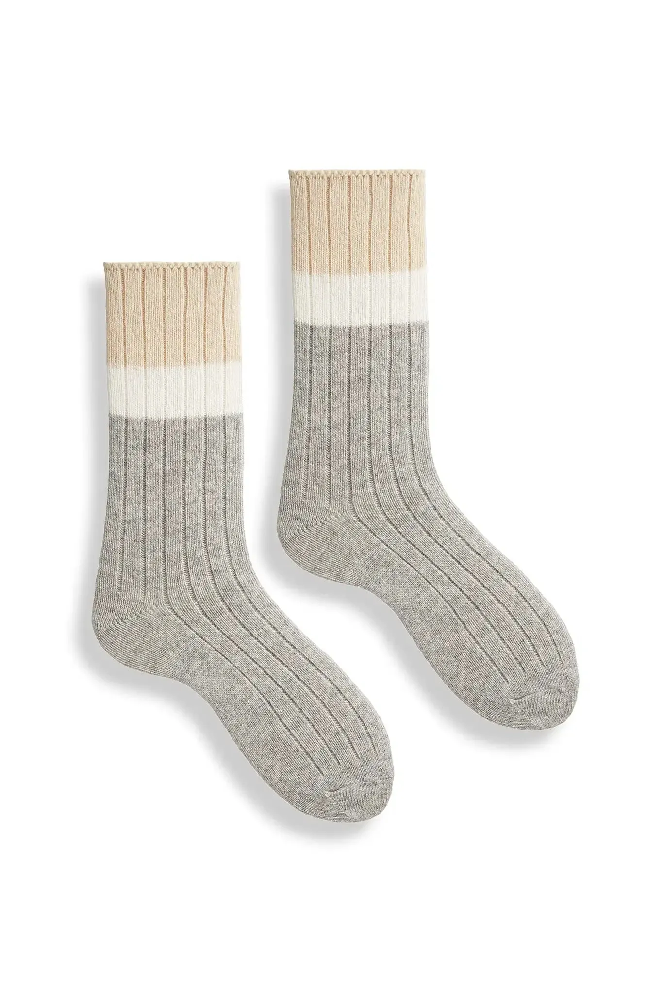 Lisa b. Rib Colorblock Crew Socks - Grey