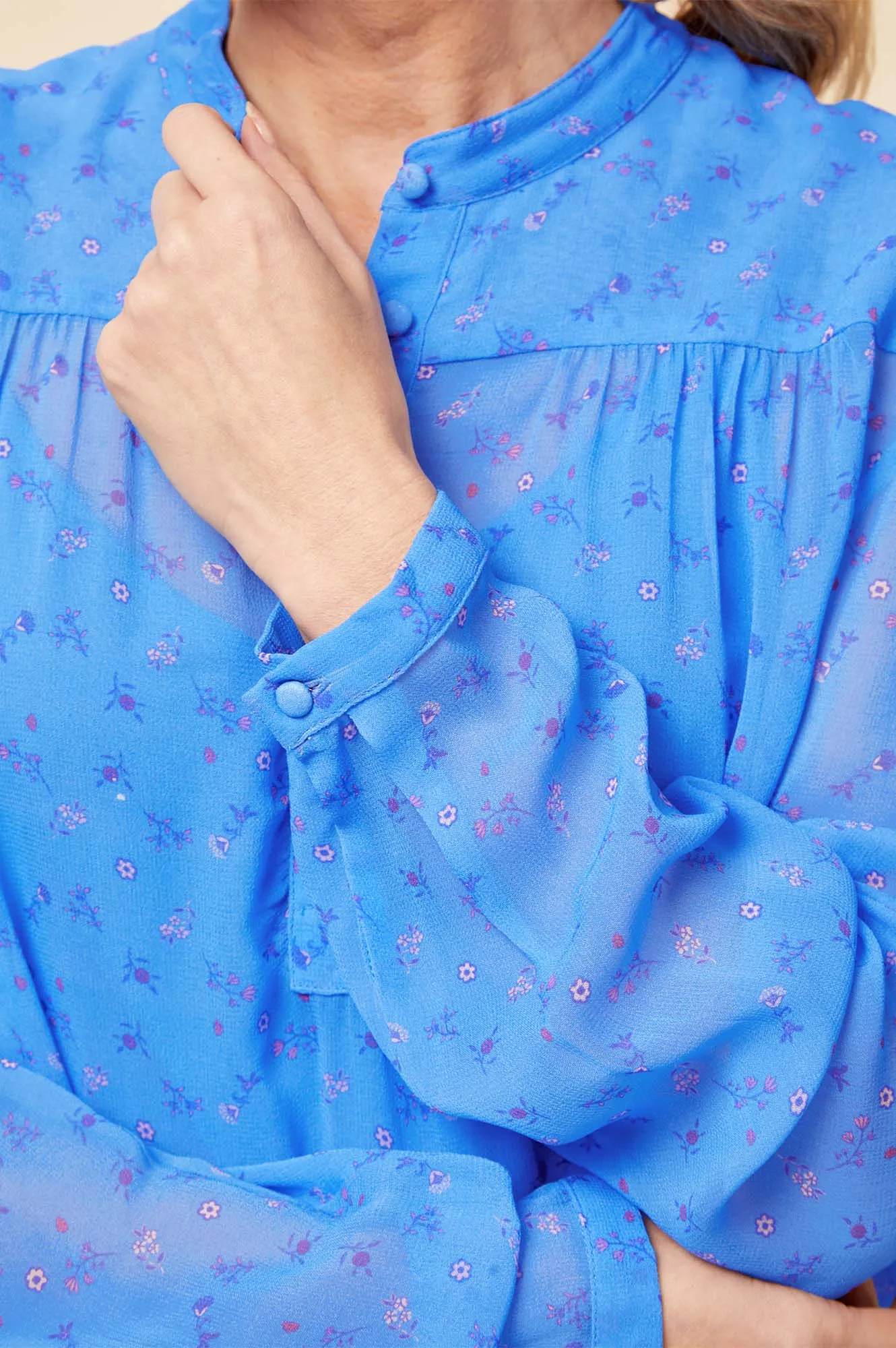 Malina Blouse | Blue/Pink