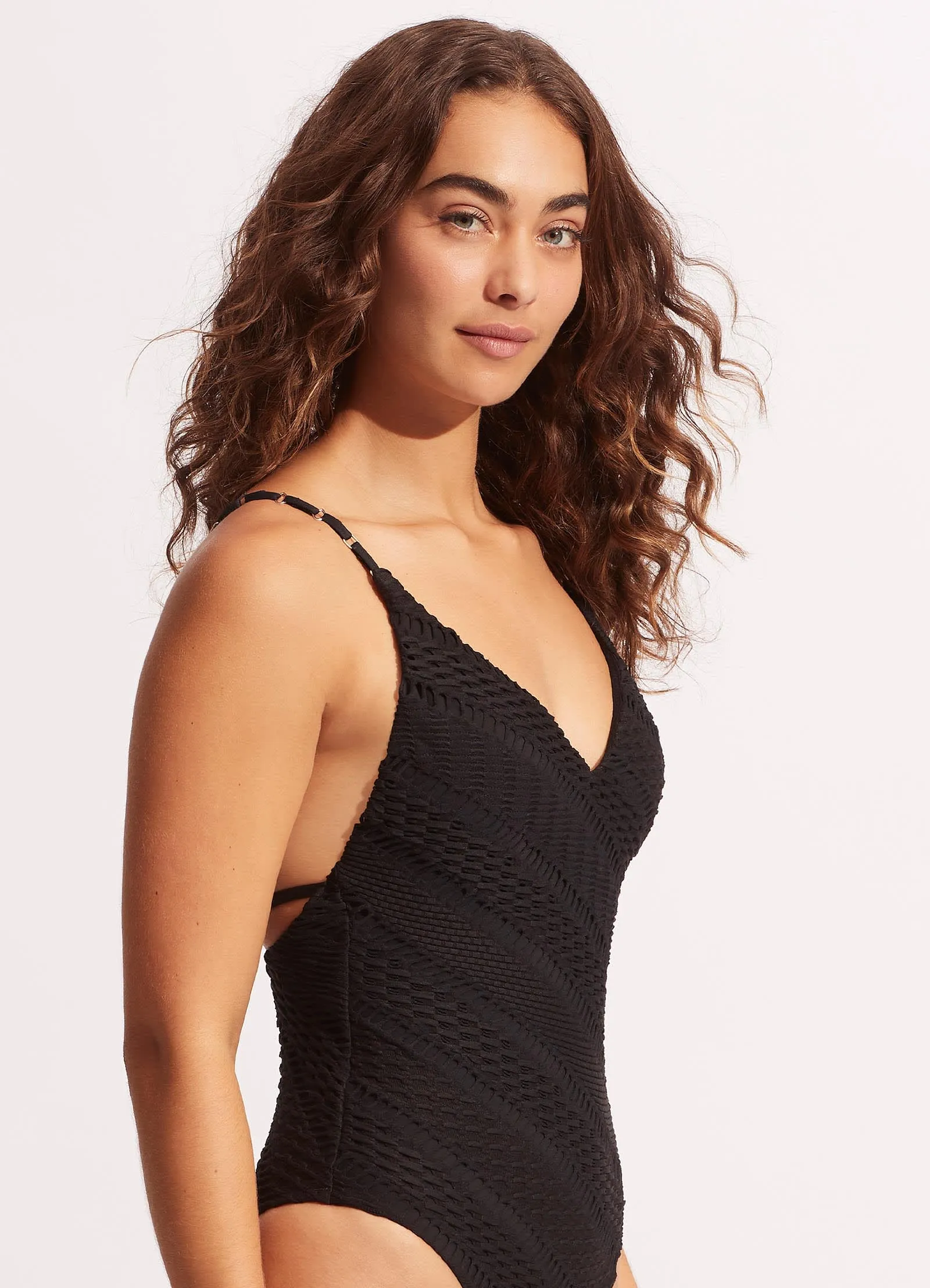 Marrakesh V Neck One Piece - Black