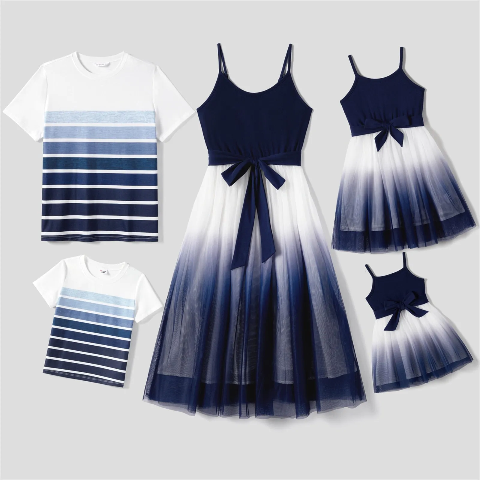 Matching Family Couples Outfit - Elegant Navy Dream Set - Dresses & T-Shirts