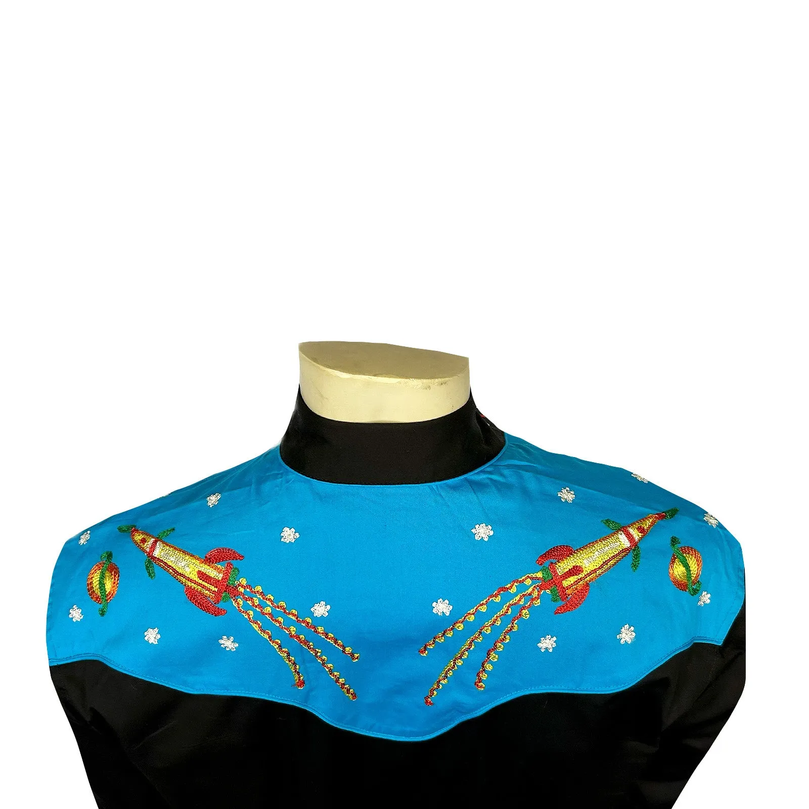 Men's 2-Tone Space Cowboy Embroidered Western Shirt