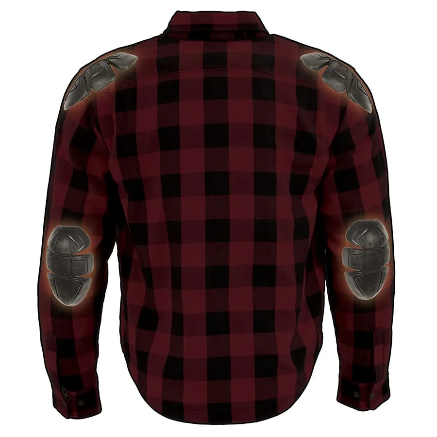 Men’s Armored Checkered Flannel Biker Shirt w/ Aramid® by DuPont™ Fibers