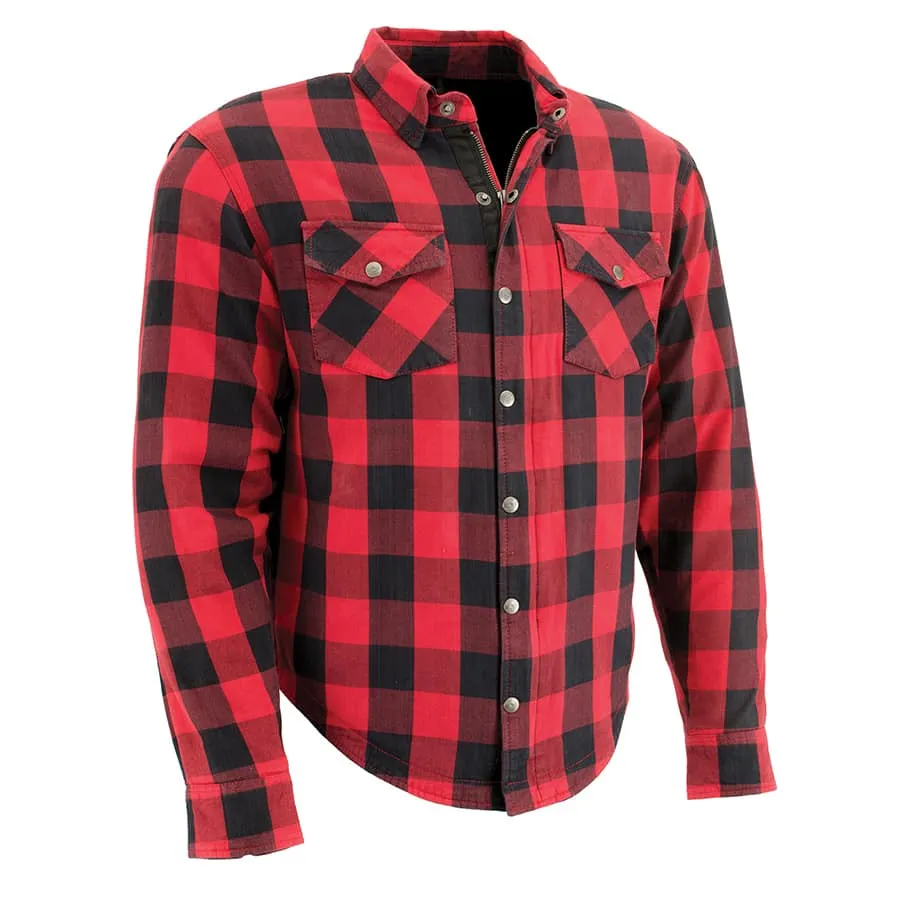 Men’s Armored Checkered Flannel Biker Shirt w/ Aramid® by DuPont™ Fibers