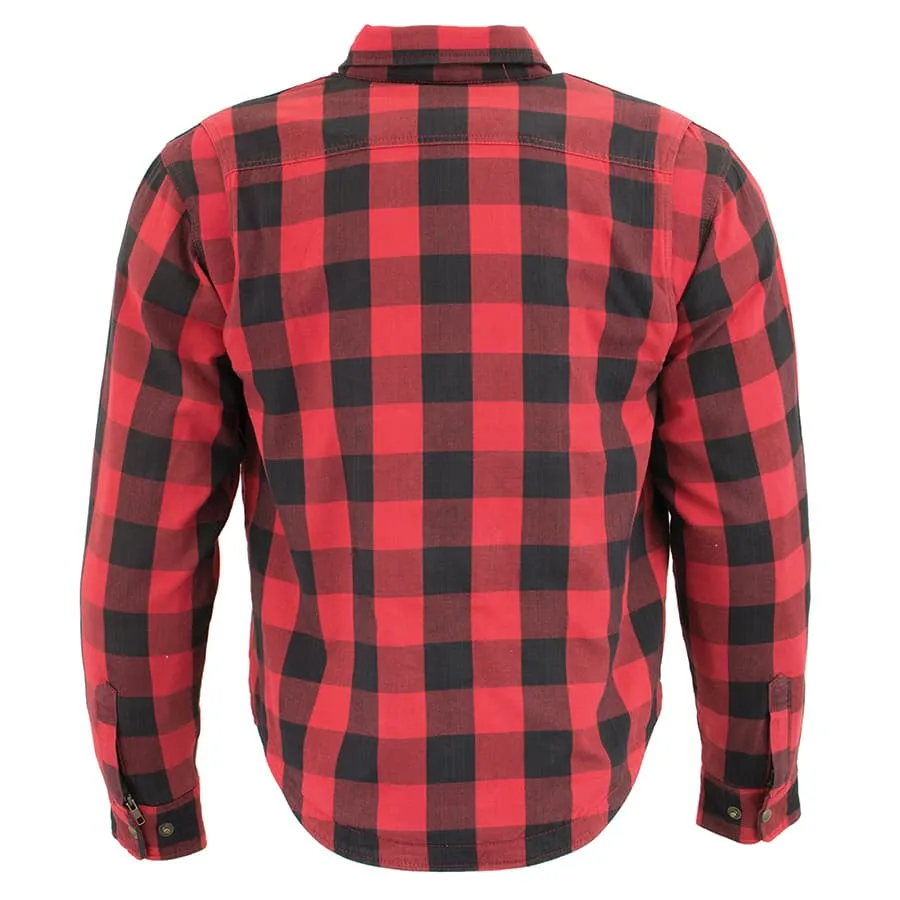 Men’s Armored Checkered Flannel Biker Shirt w/ Aramid® by DuPont™ Fibers