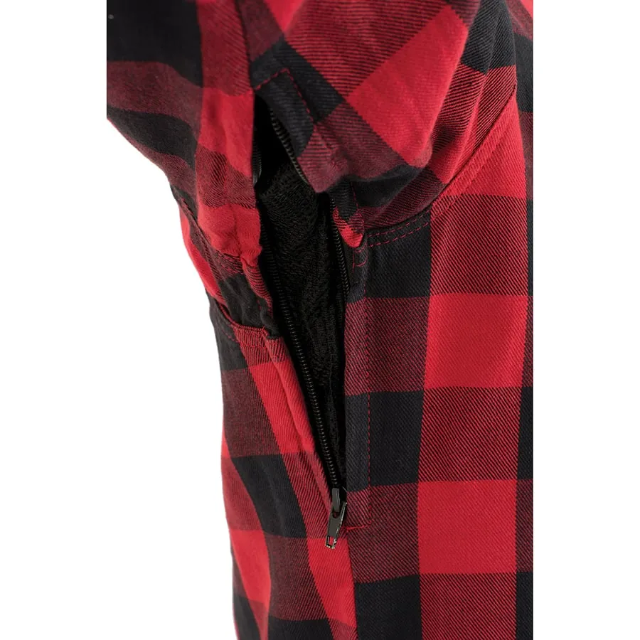 Men’s Armored Checkered Flannel Biker Shirt w/ Aramid® by DuPont™ Fibers