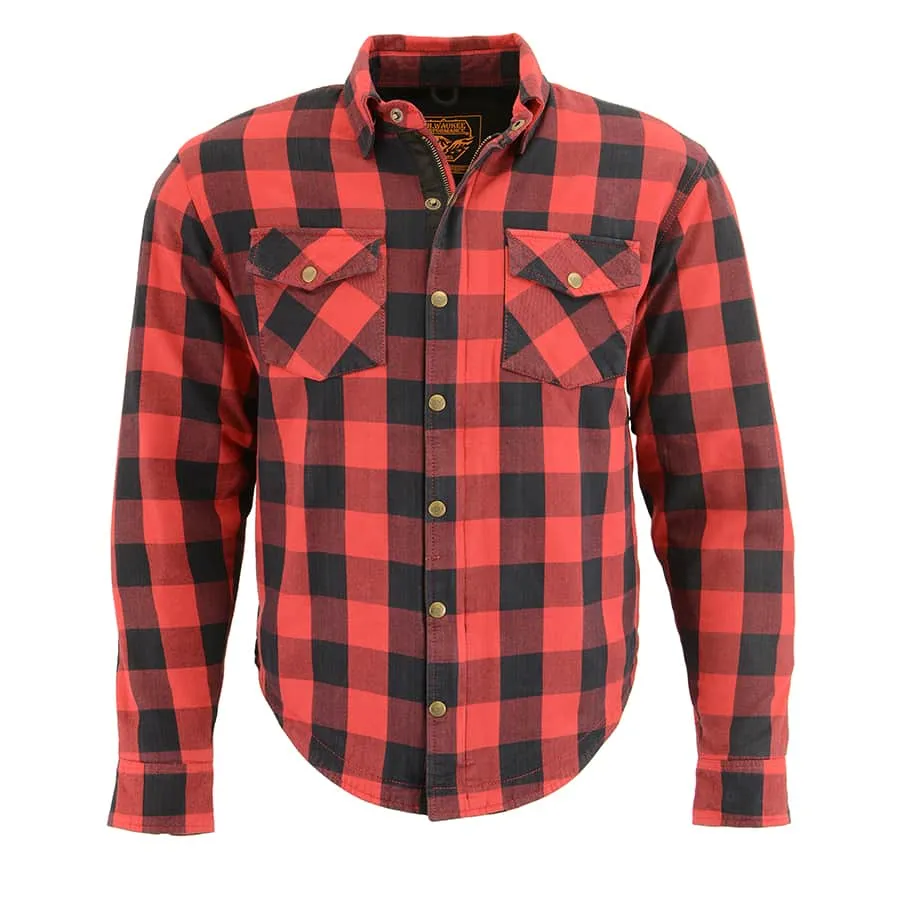 Men’s Armored Checkered Flannel Biker Shirt w/ Aramid® by DuPont™ Fibers