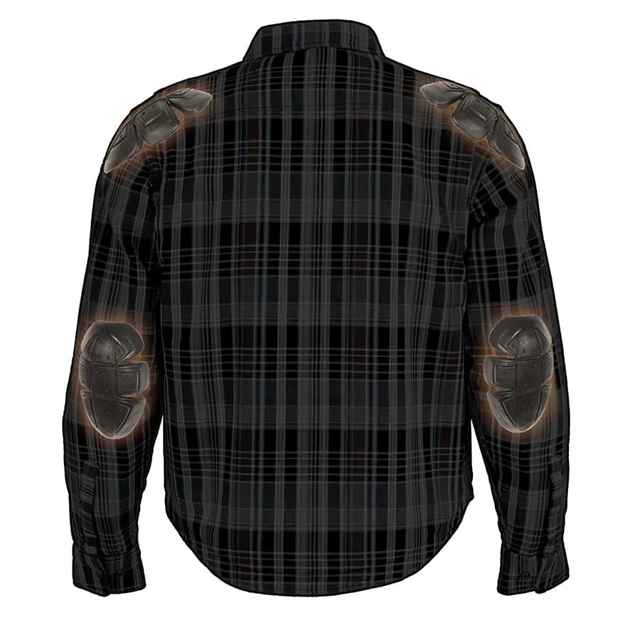 Men’s Armored Flannel Biker Shirt w/ Aramid® by DuPont™ Fibers