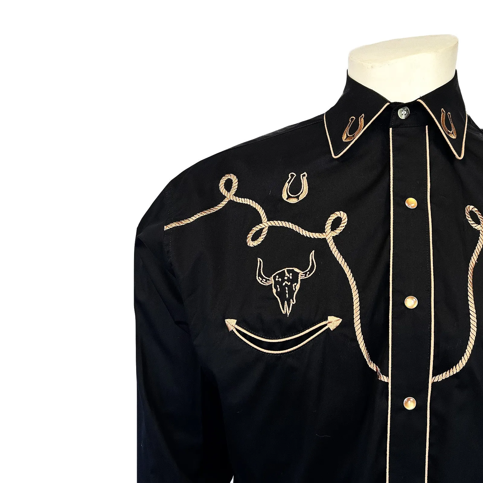 Men's Black Embroidery & Applique Western Shirt