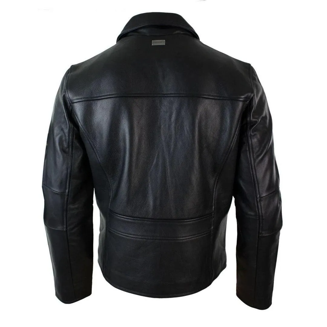 Mens Classic Real Leather Soft Hide Zipped Collar Box Jacket Smart Casual Fit