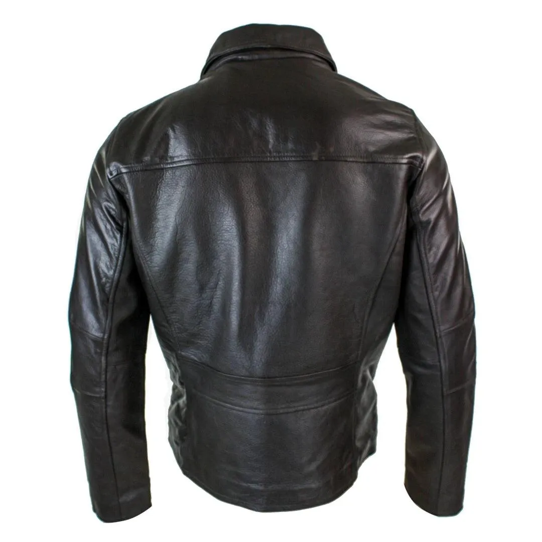 Mens Classic Real Leather Soft Hide Zipped Collar Box Jacket Smart Casual Fit