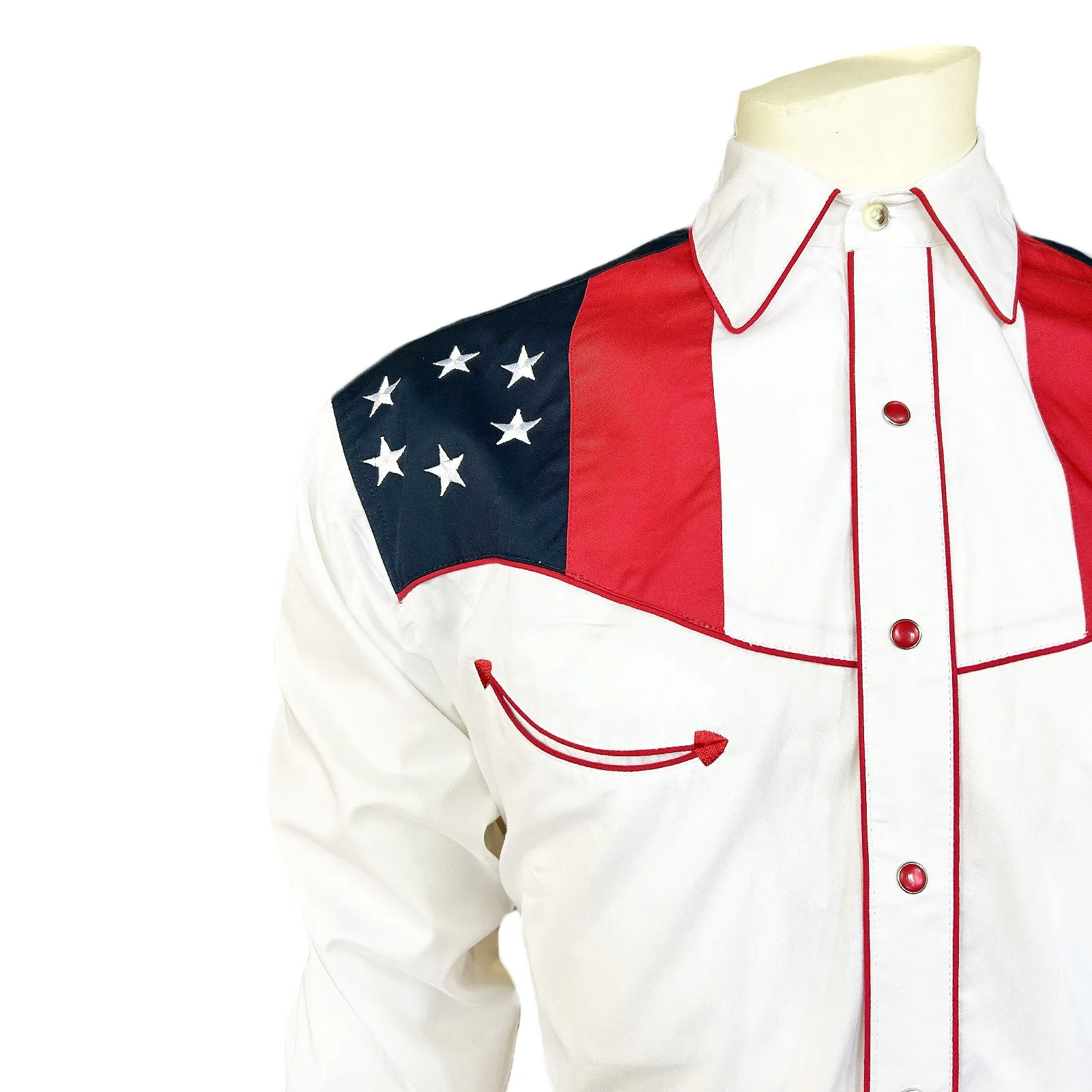 Men's Vintage USA Flag & Eagle Embroidered Western Shirt