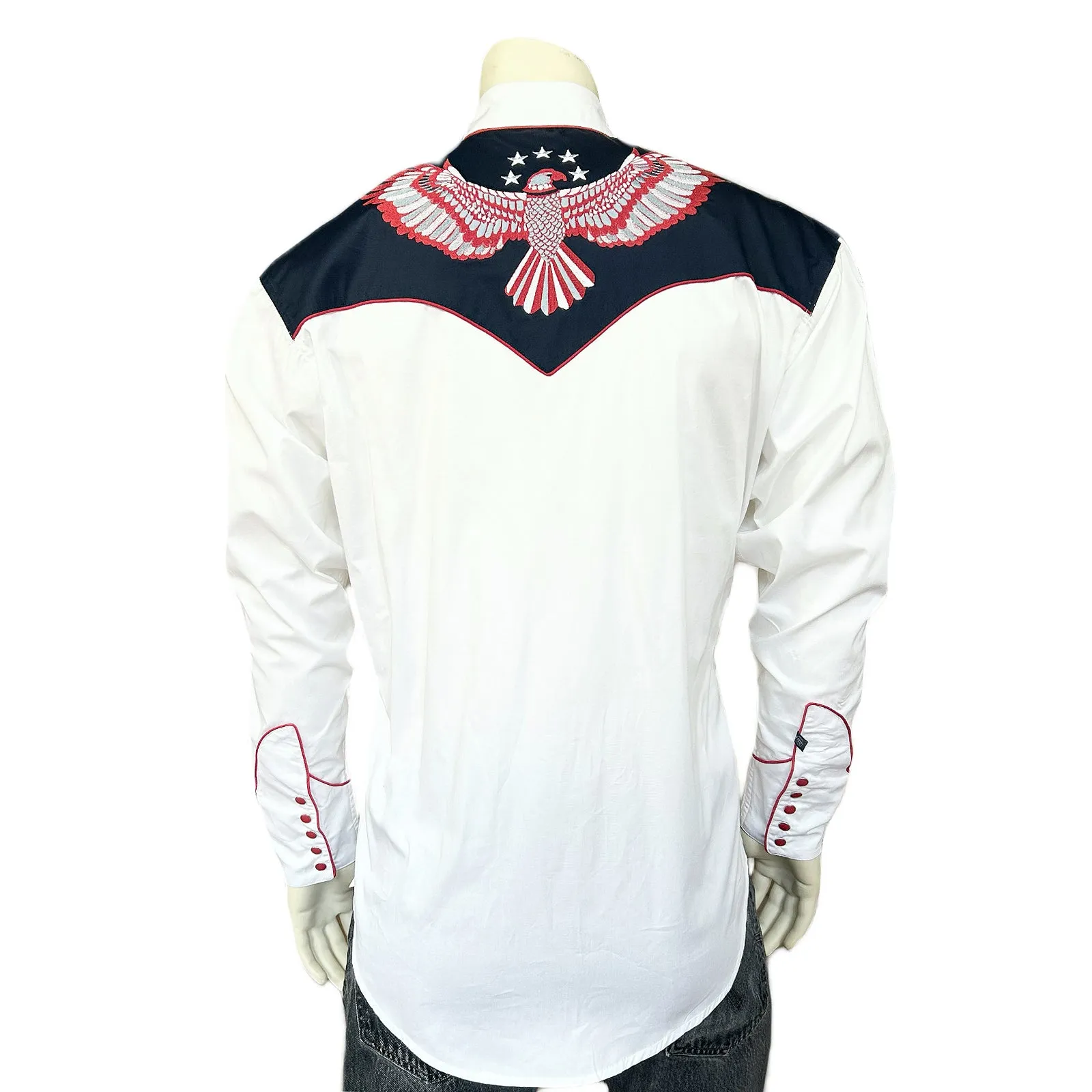 Men's Vintage USA Flag & Eagle Embroidered Western Shirt