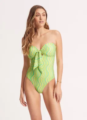 Mod Squad Twist Tie Front One Piece - Lime Burst