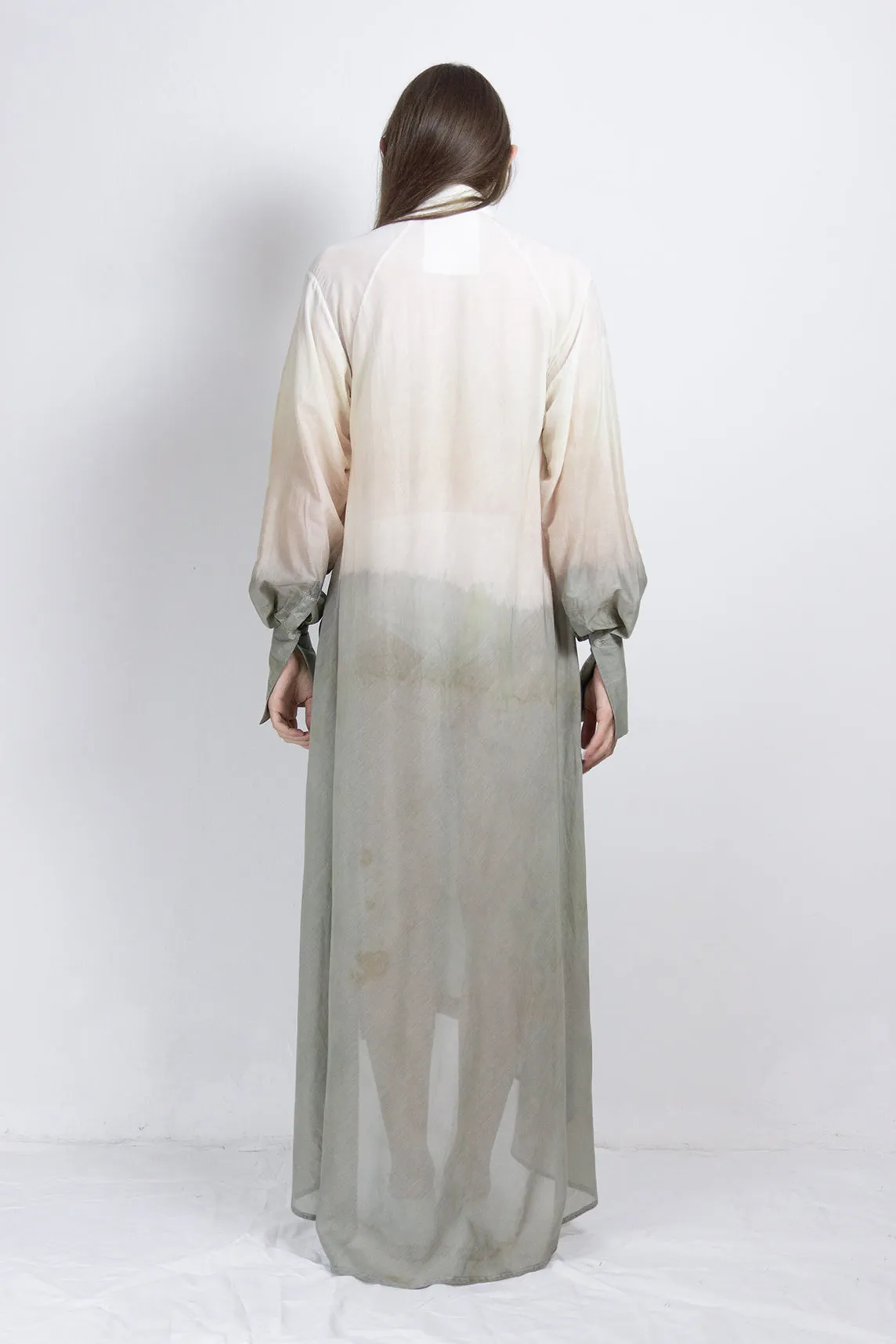 Naturally dyed silk elongated post-gender shirt