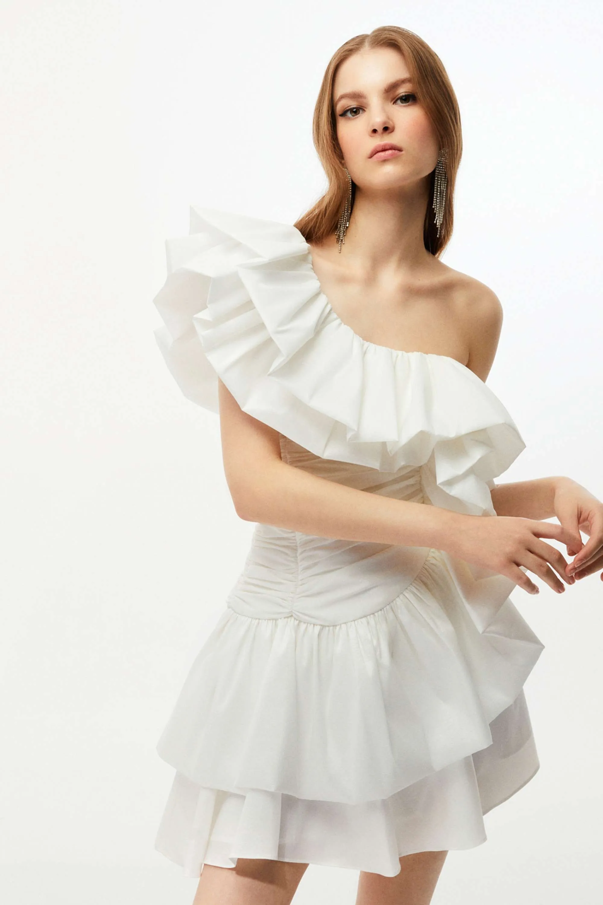 One Shoulder Draped Taffeta Dress (Final Sale)