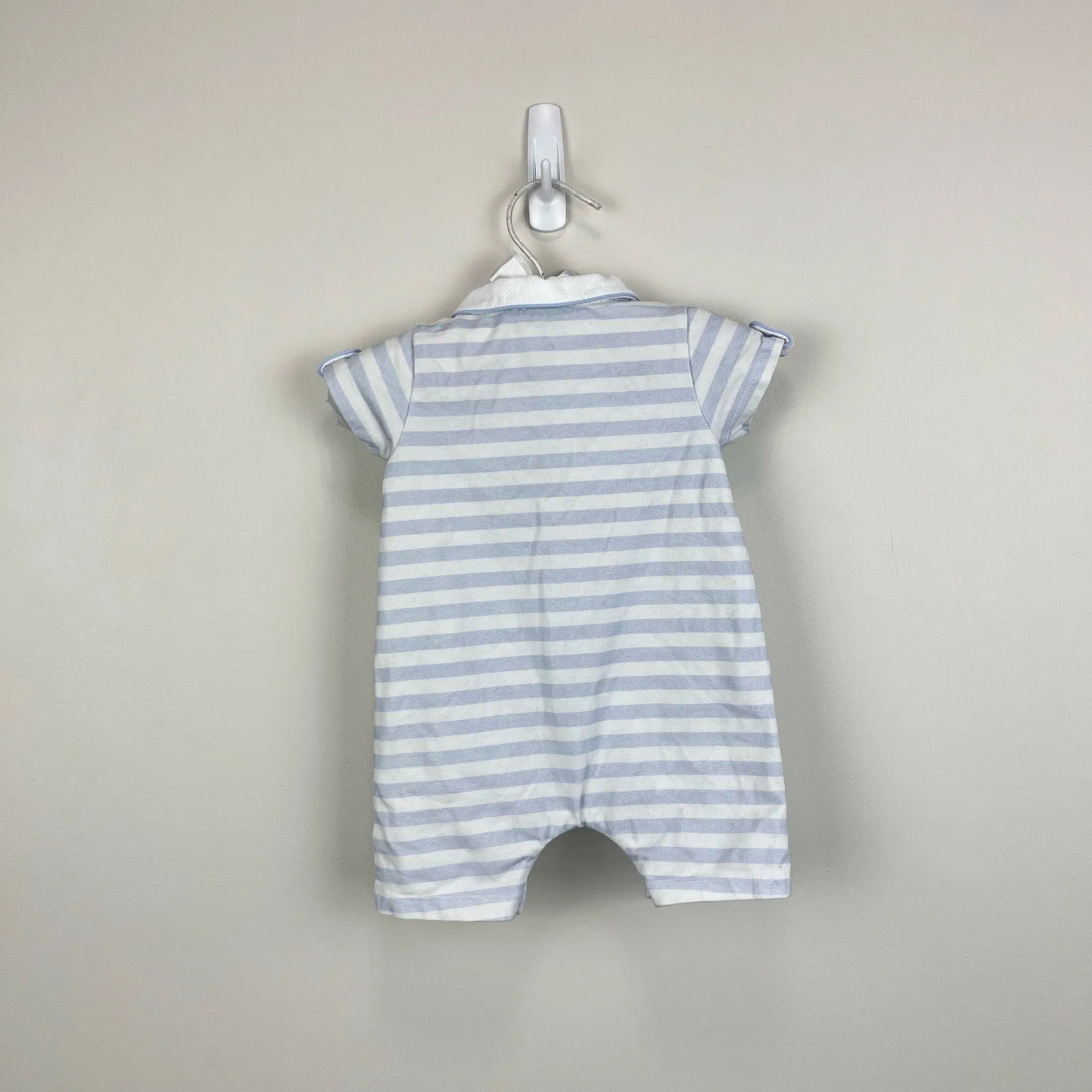 Patachou Blue and White Striped Shortall Romper 3 Months