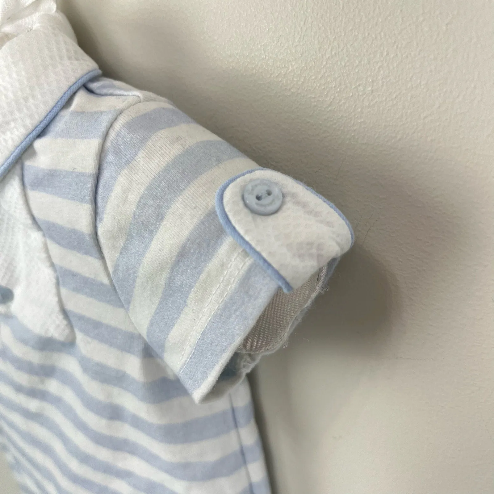 Patachou Blue and White Striped Shortall Romper 3 Months