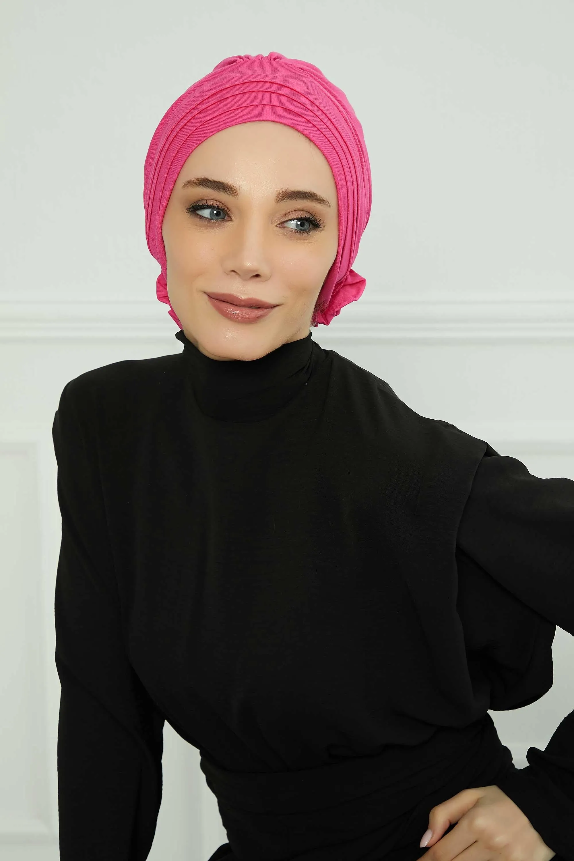 Pleated Instant Turban made from High Quality Combed Cotton, Comfortable Pre-Tied Turban Hijab, Flexible Chemo Cancer Bonnet Headwear,B-74