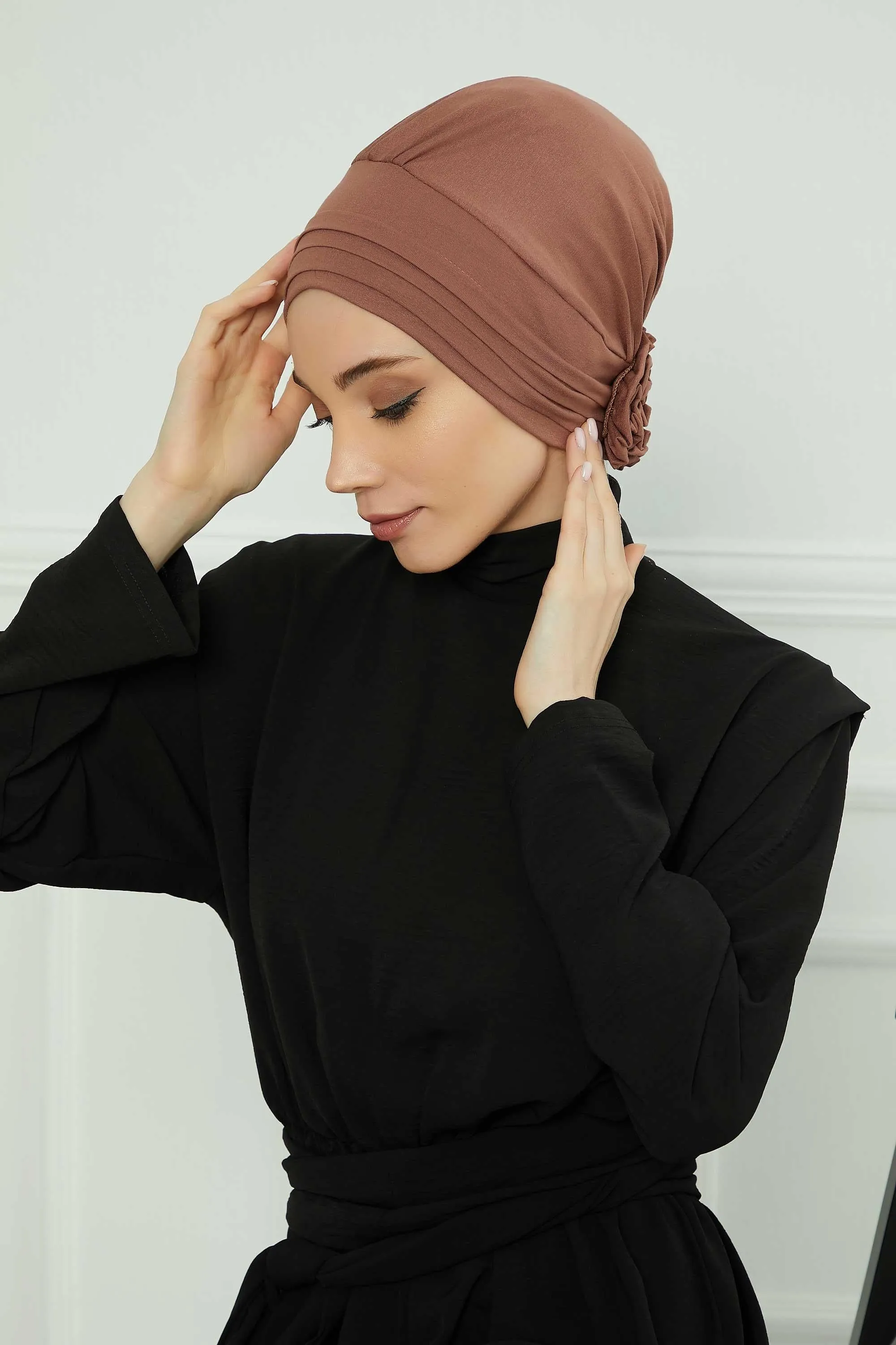 Pleated Instant Turban made from High Quality Combed Cotton, Comfortable Pre-Tied Turban Hijab, Flexible Chemo Cancer Bonnet Headwear,B-74