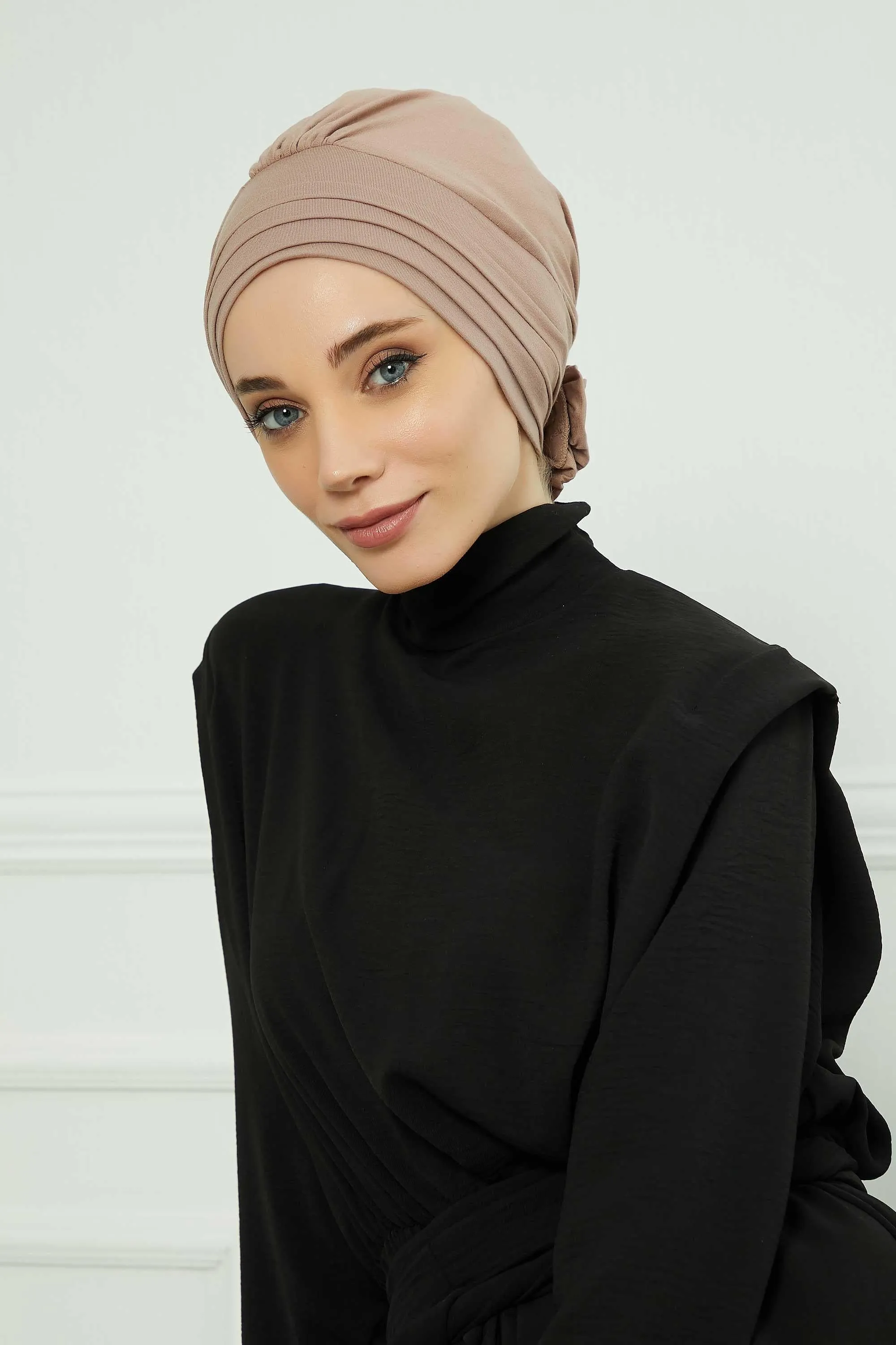 Pleated Instant Turban made from High Quality Combed Cotton, Comfortable Pre-Tied Turban Hijab, Flexible Chemo Cancer Bonnet Headwear,B-74