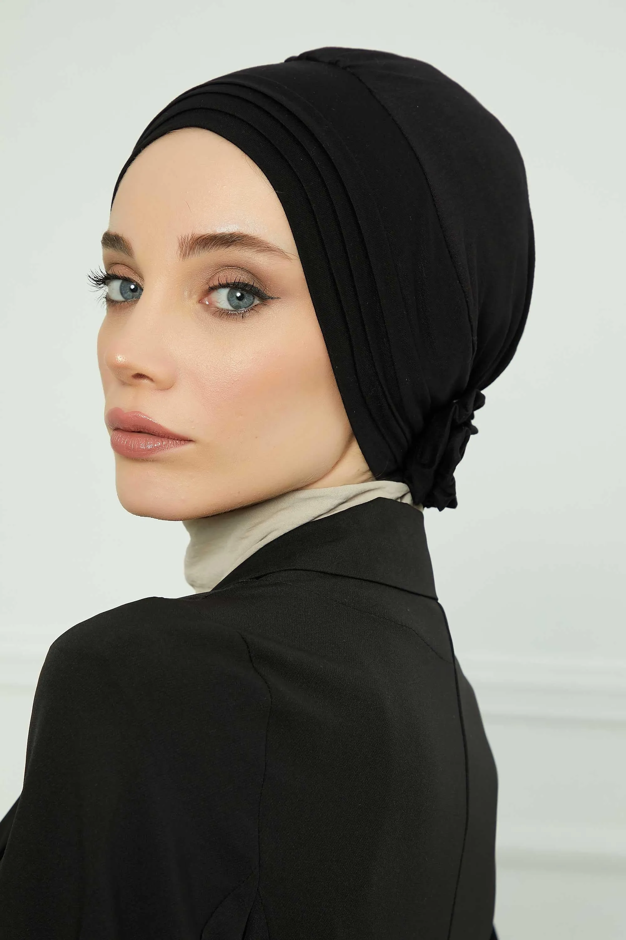 Pleated Instant Turban made from High Quality Combed Cotton, Comfortable Pre-Tied Turban Hijab, Flexible Chemo Cancer Bonnet Headwear,B-74