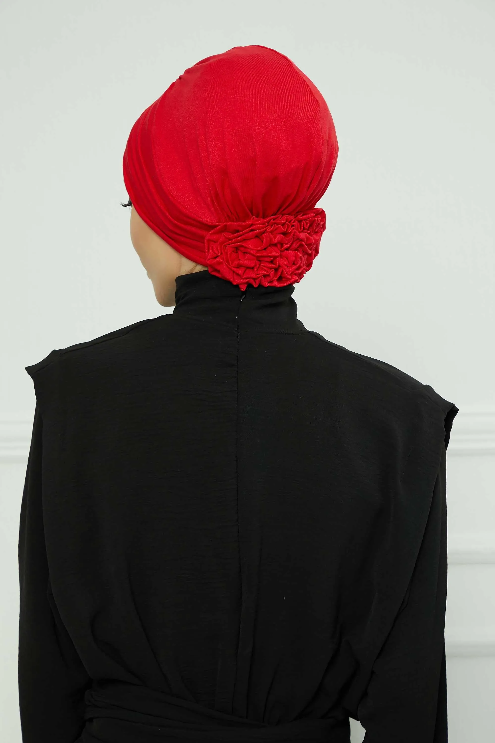 Pleated Instant Turban made from High Quality Combed Cotton, Comfortable Pre-Tied Turban Hijab, Flexible Chemo Cancer Bonnet Headwear,B-74