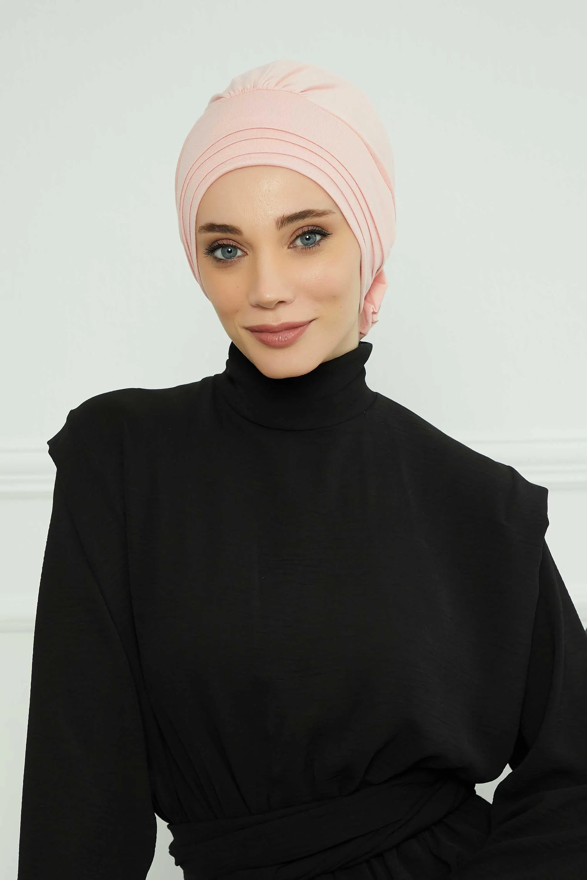 Pleated Instant Turban made from High Quality Combed Cotton, Comfortable Pre-Tied Turban Hijab, Flexible Chemo Cancer Bonnet Headwear,B-74