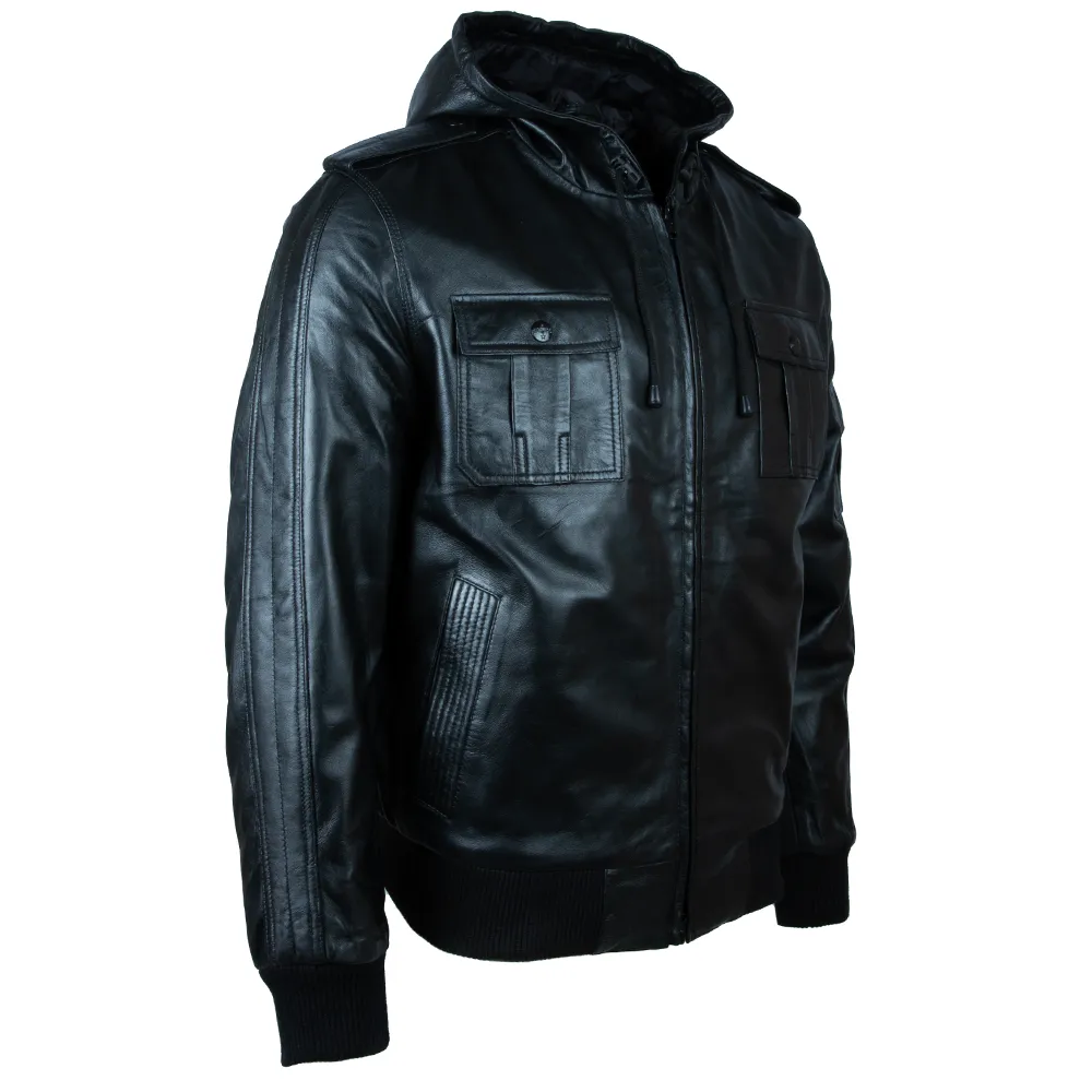 QIO7 Men’s Hood Bomber Jacket - Black