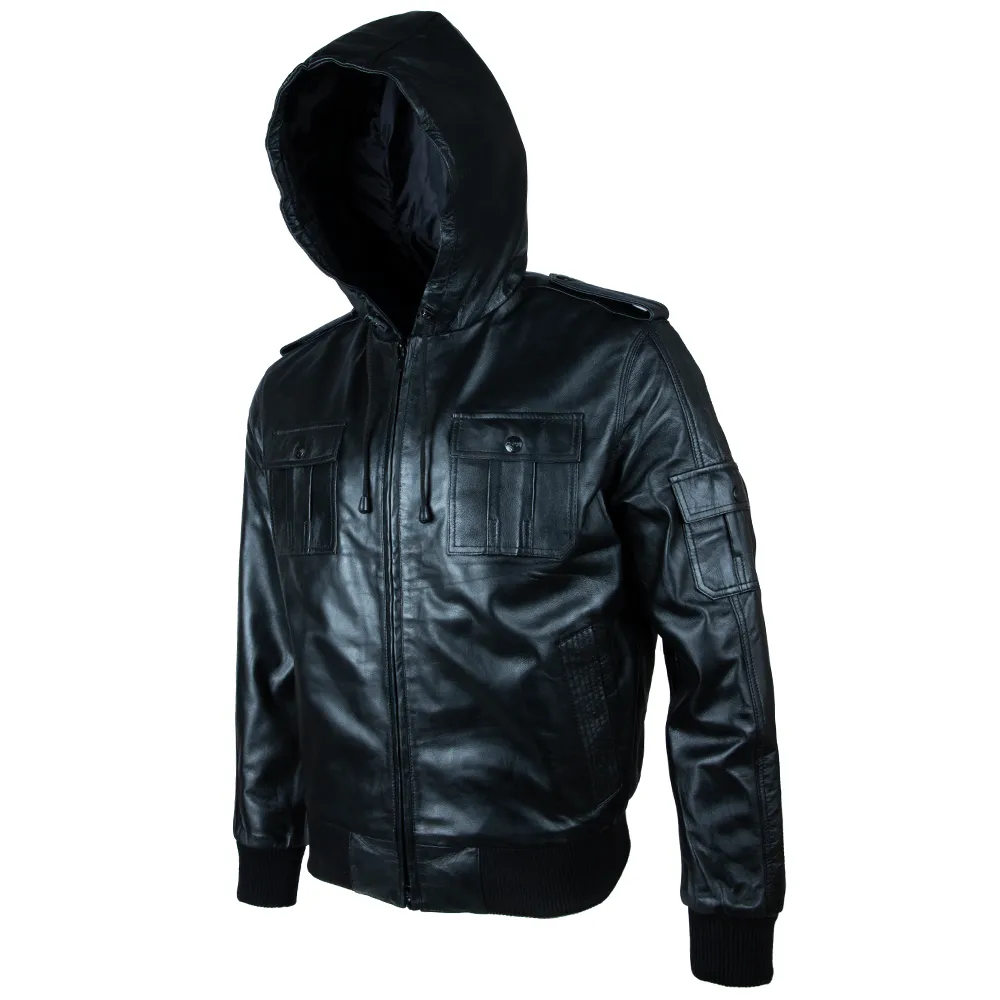 QIO7 Men’s Hood Bomber Jacket - Black