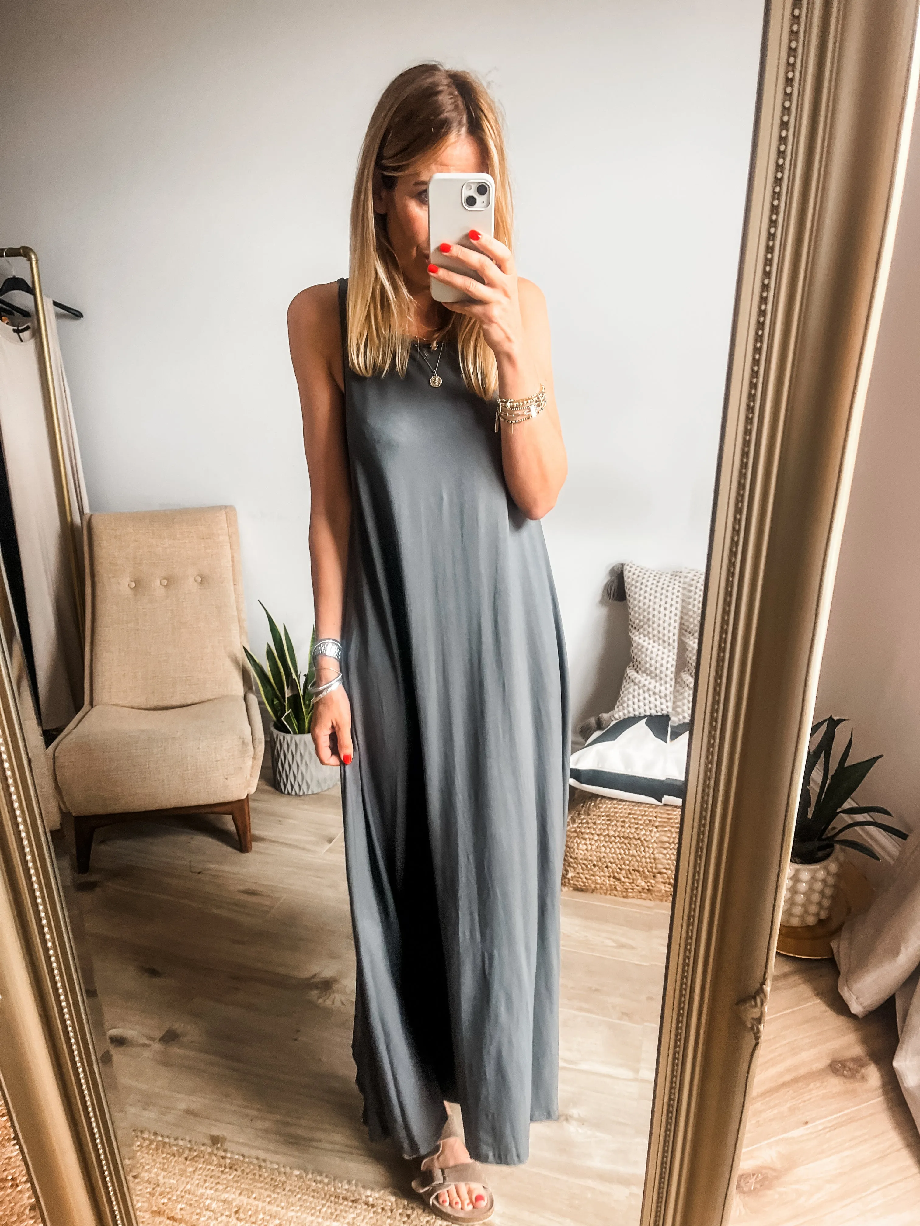 Racer Back Jersey Maxi Dress