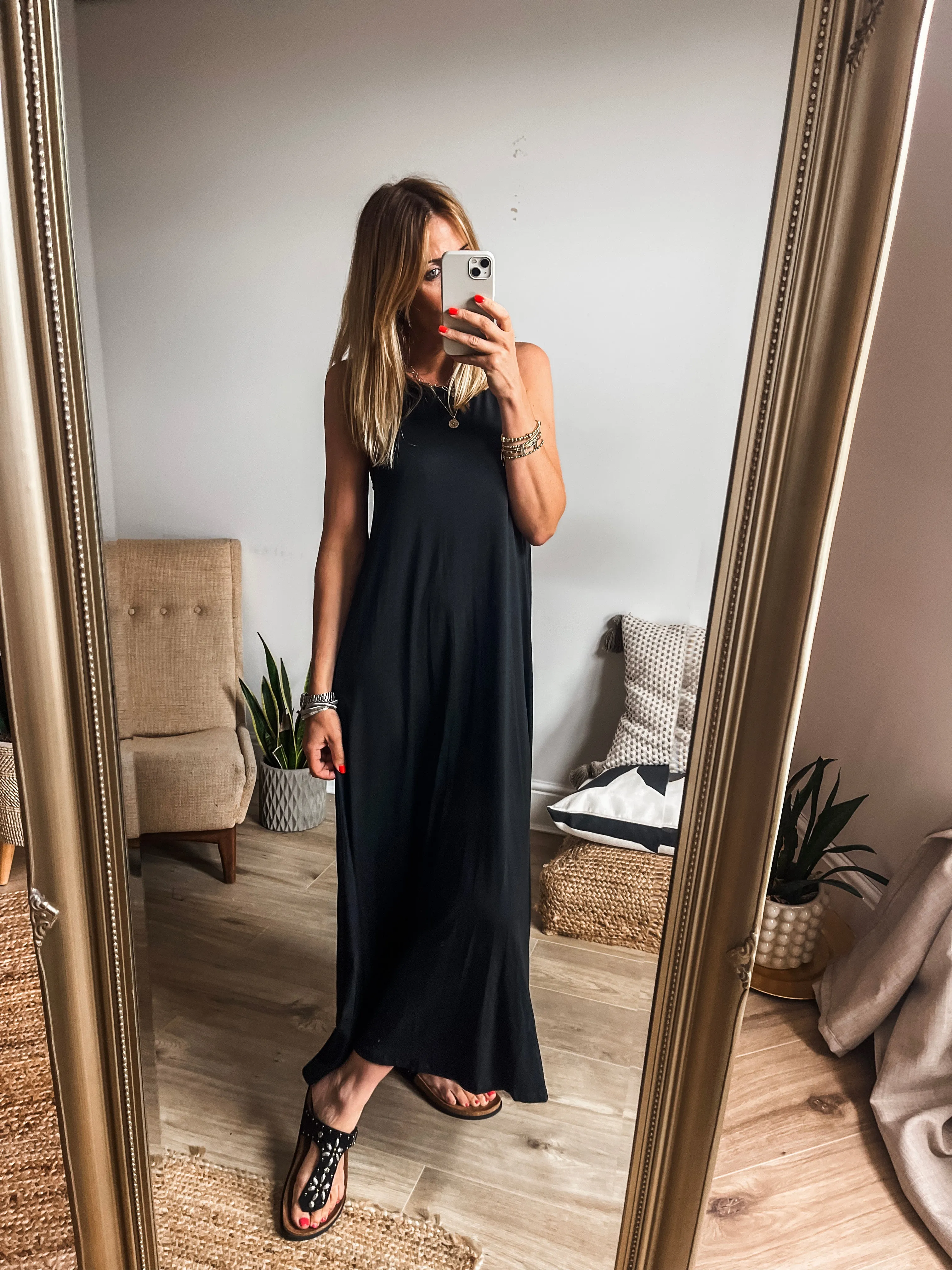 Racer Back Jersey Maxi Dress