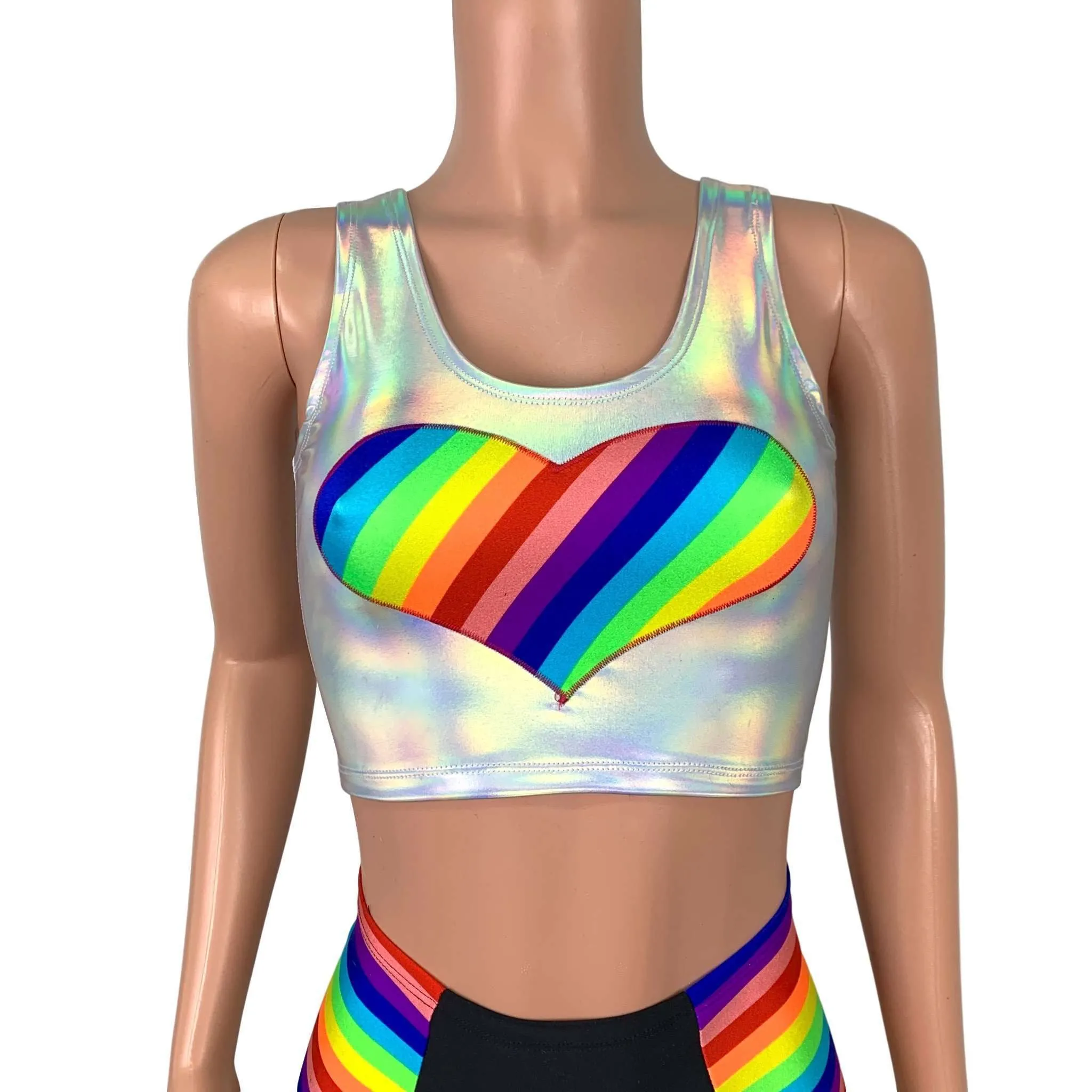 Rainbow Pride Heart Crop Top