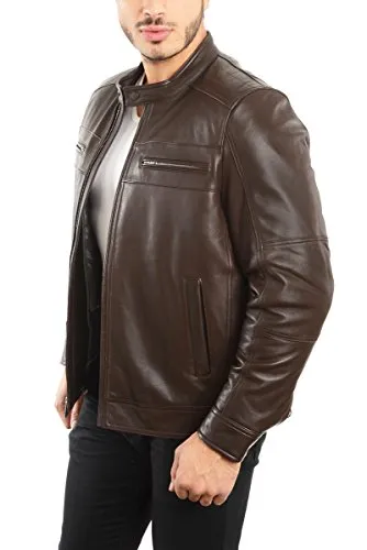 REED EST. 1950 Men's Genuine Lambskin Leather Biker Jacket - Imported