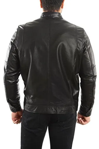 REED EST. 1950 Men's Genuine Lambskin Leather Biker Jacket - Imported