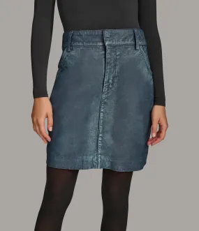 Rolled Hem Denim Mini Skirt