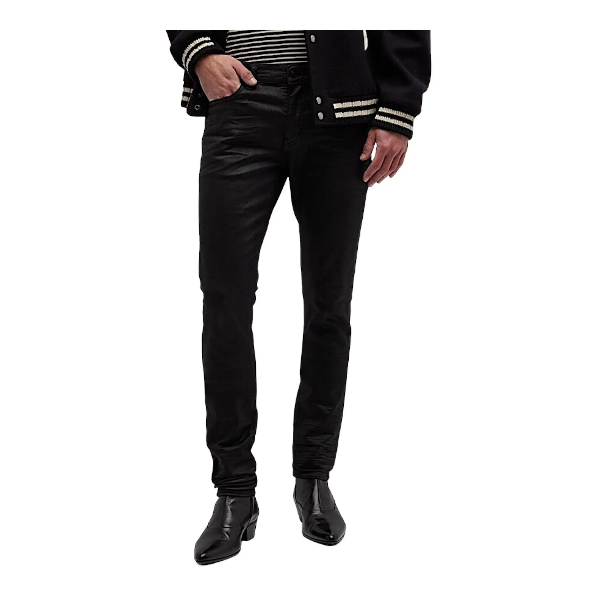 Saint Laurent Black Coated Skinny Jeans