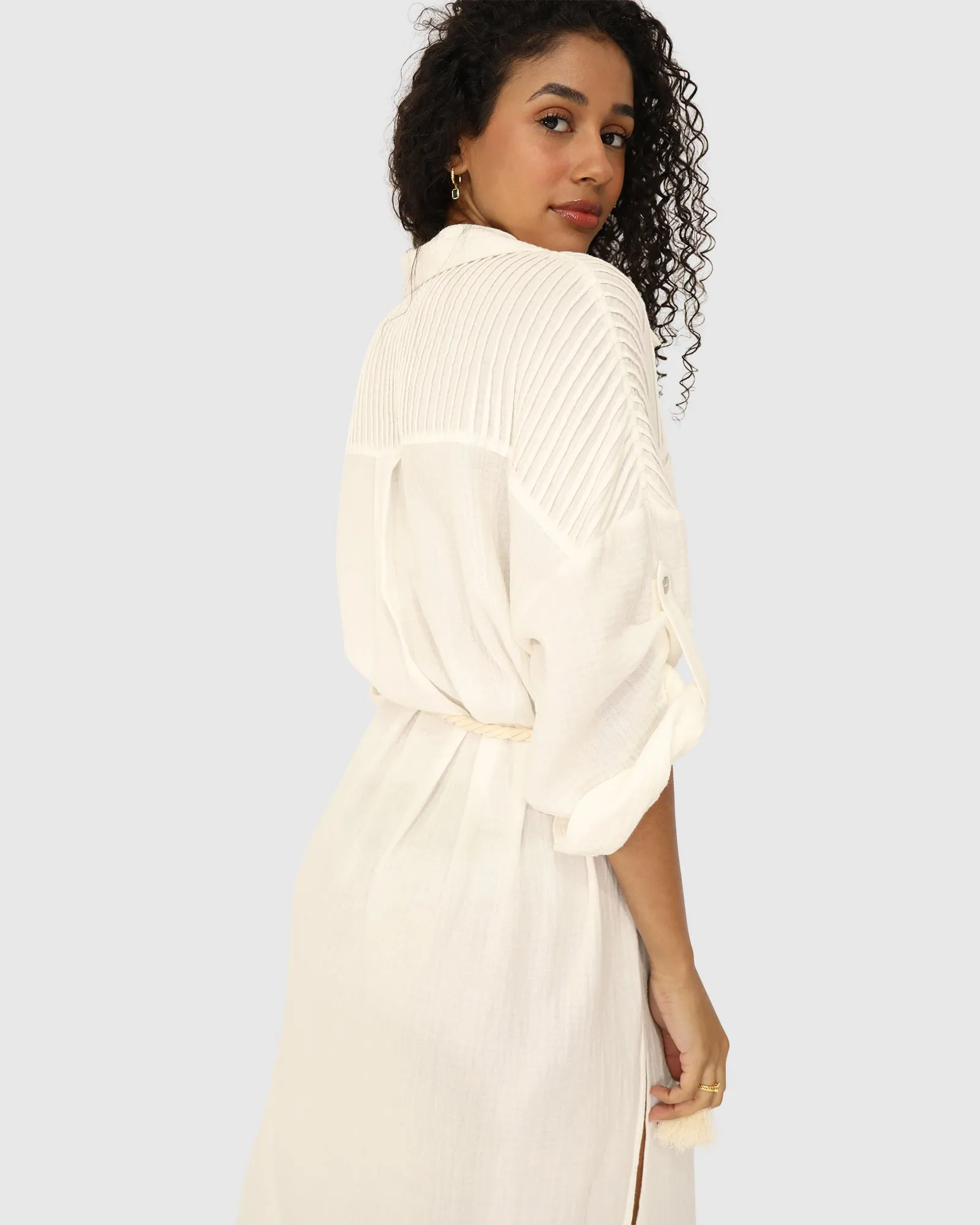 Seven Wonders Maxi Shirt Dress - White